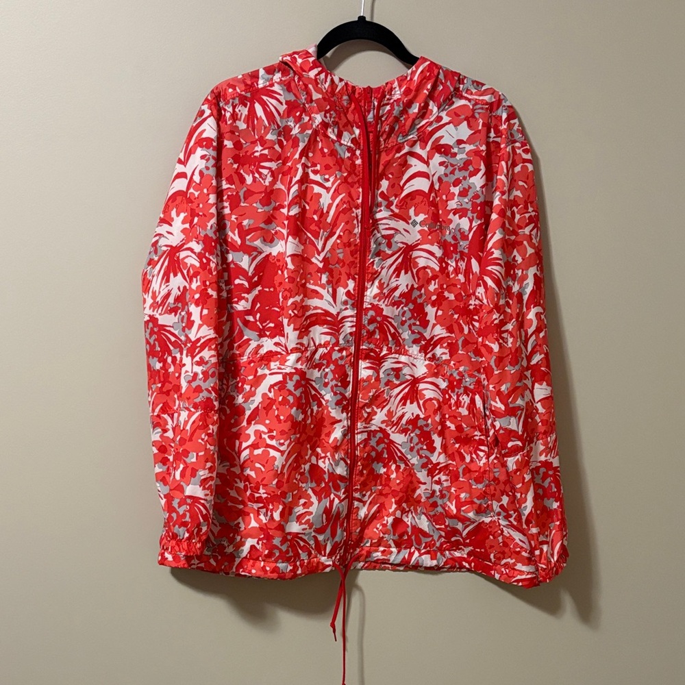 Vibrant Red Floral Women's Windbreaker Jacket